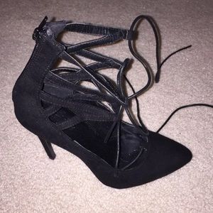 Black strappy heels